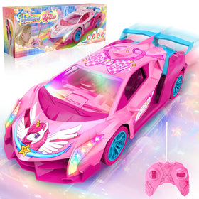 Tqeieu Unicorn RC Car with pink wings for magical indoor play.