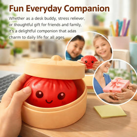 TQJOUJOU pink glitter steam bun squishy ideal for stress relief.