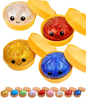 TQJOUJOU dumpling squishy pack multicolor, a soothing desk companion for quick stress relief.