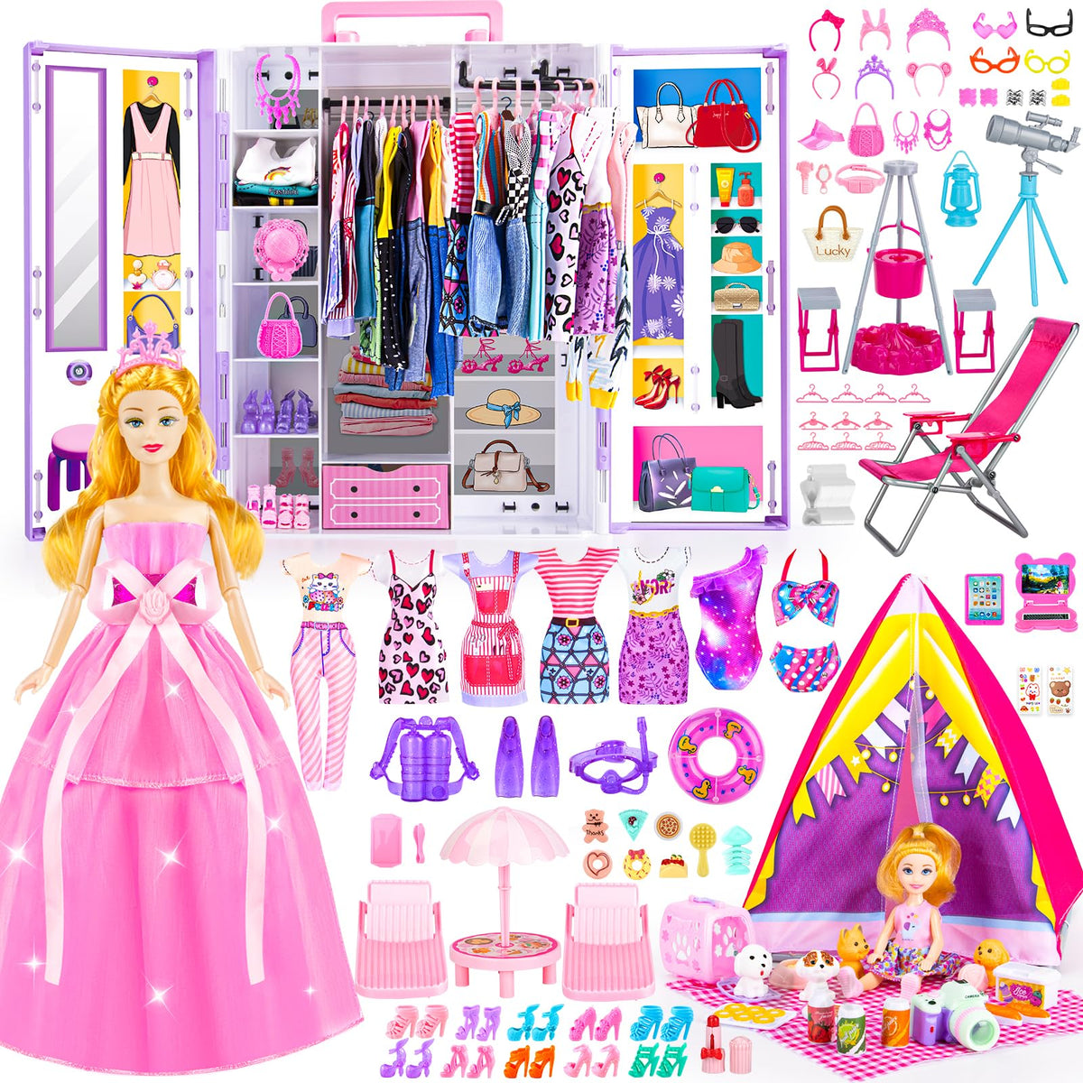 TQRAZ doll closet 11.5-inch display scene for organized pretend play