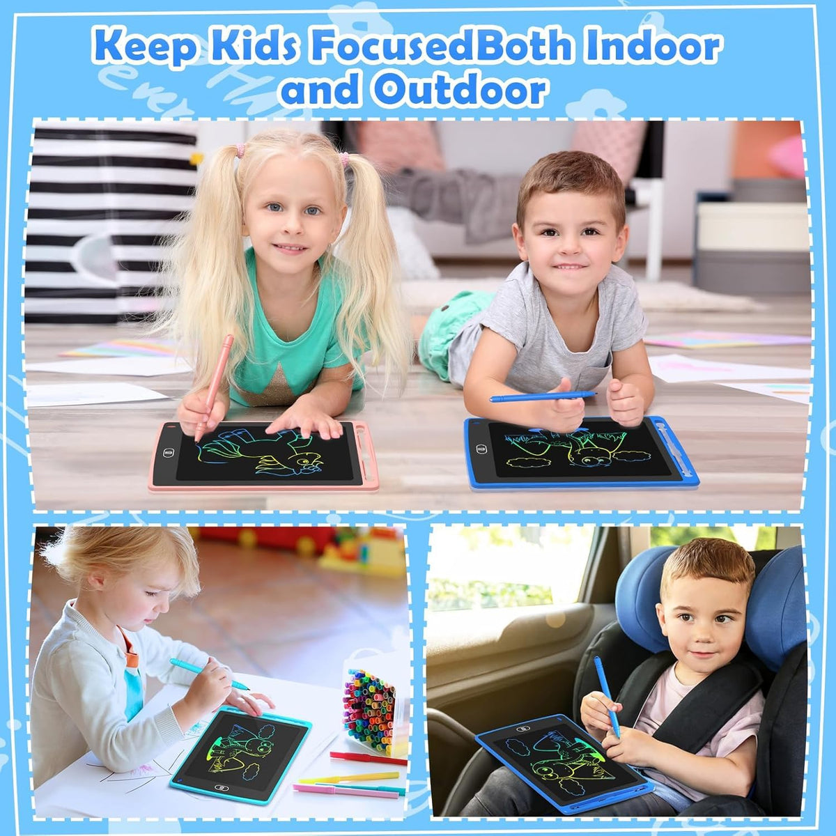 TQU Party Favor 8.5-inch color LCD doodle board supports learning and play