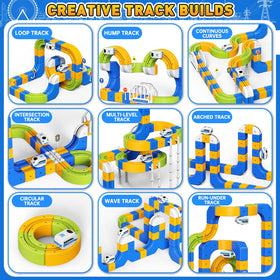 Tracpos BPA-free, twist-connect train pieces designed for safe, quick assembly.