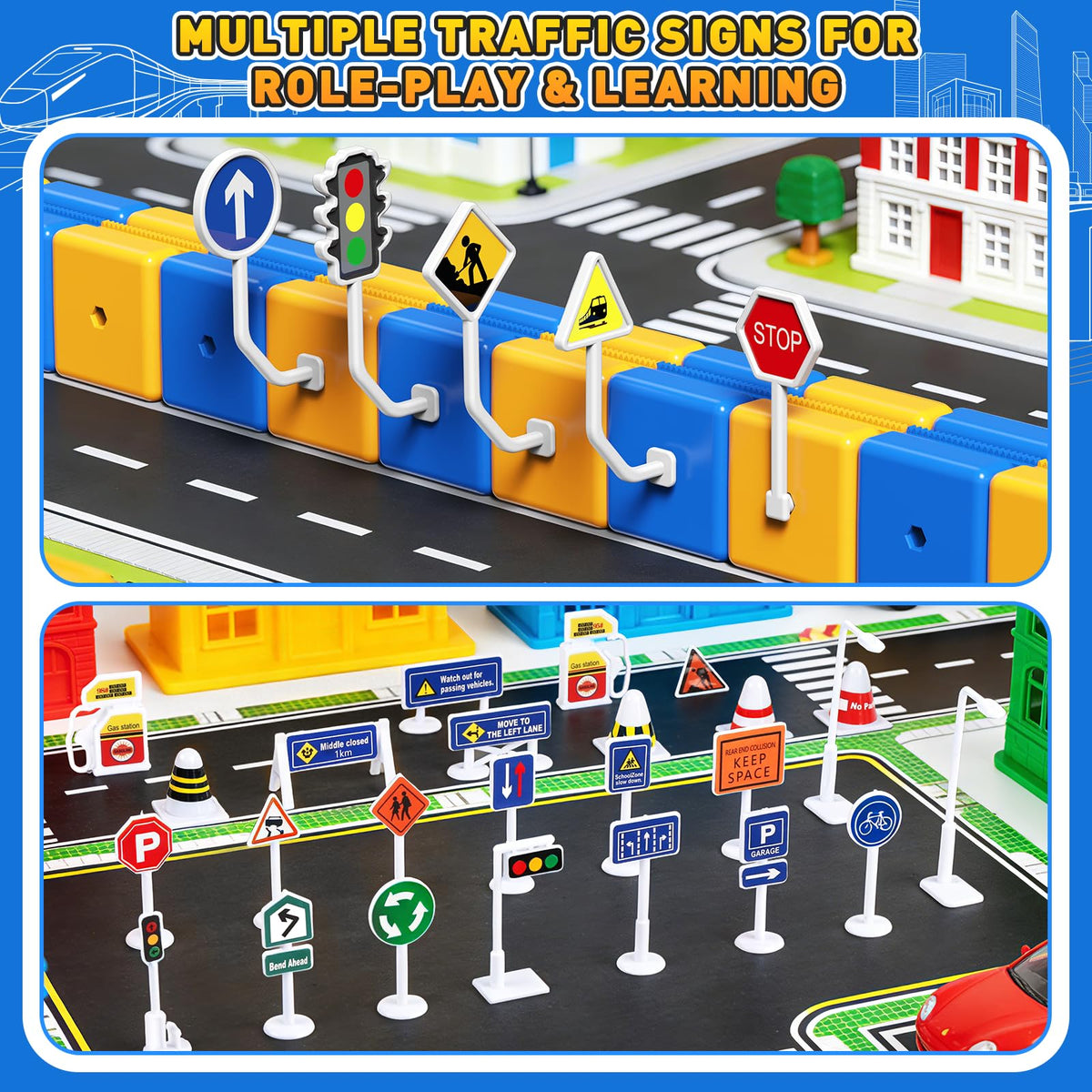 Tracpos 225-piece set offering more tracks and two trains for advanced builds.