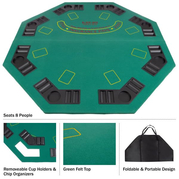 Trademark Poker table top with felt and cupholders creates comfortable, distraction-free play