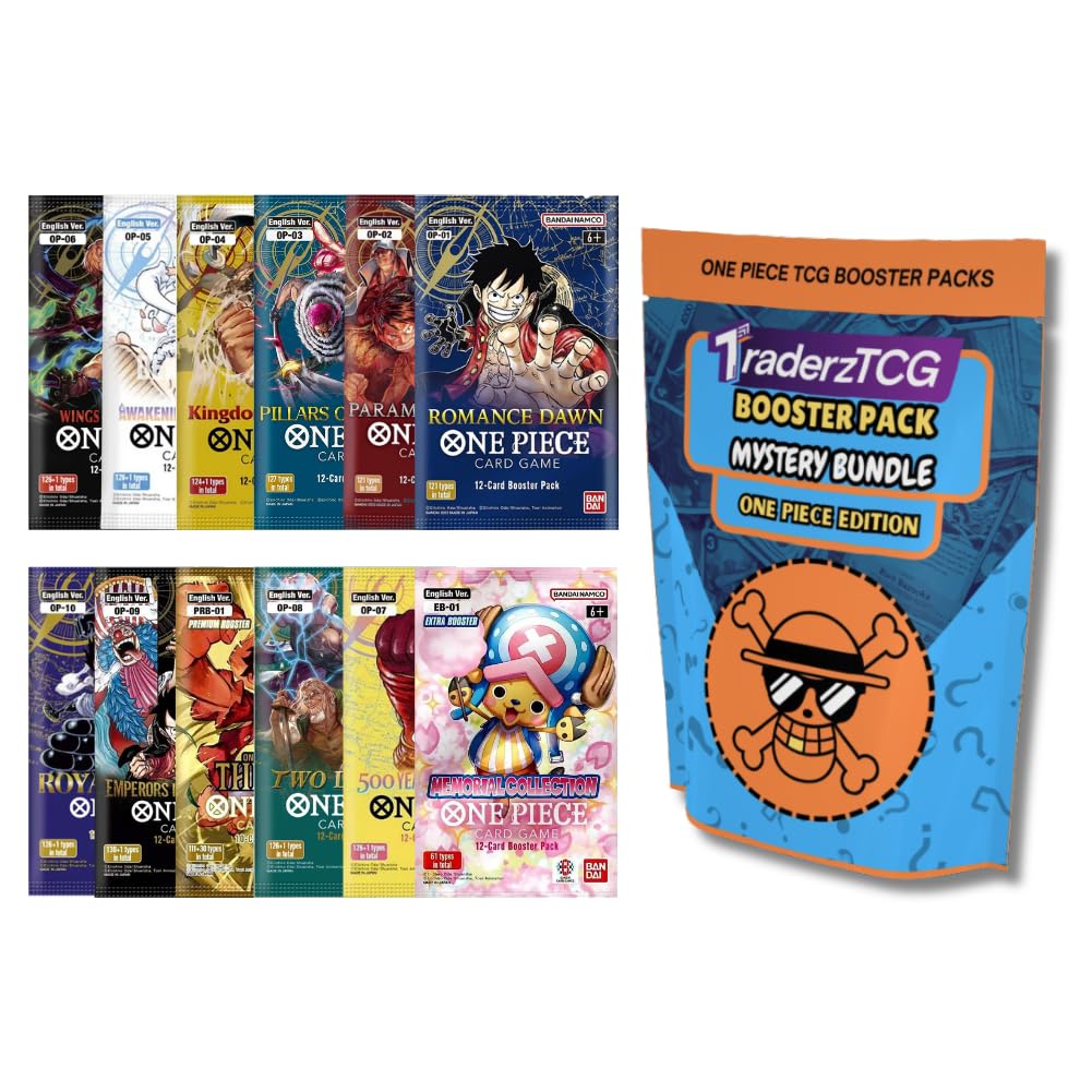 TraderzTCG One Piece English booster packs bundled for flexible play and collecting.