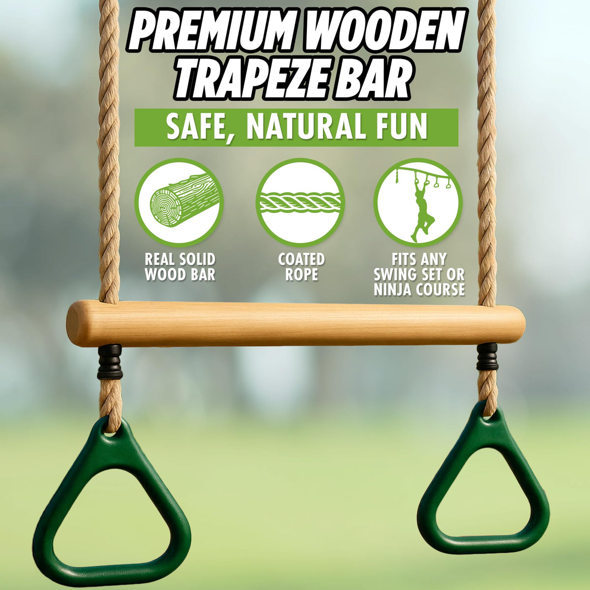 Trailblaze gym rings swing set attachment for versatile, engaging backyard play.