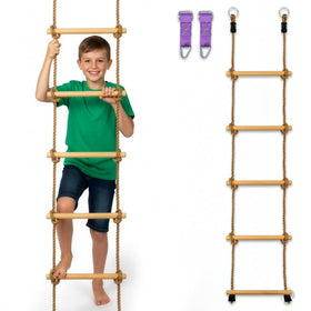 Trailblaze wooden rope ladder with real wood rungs for safe backyard play