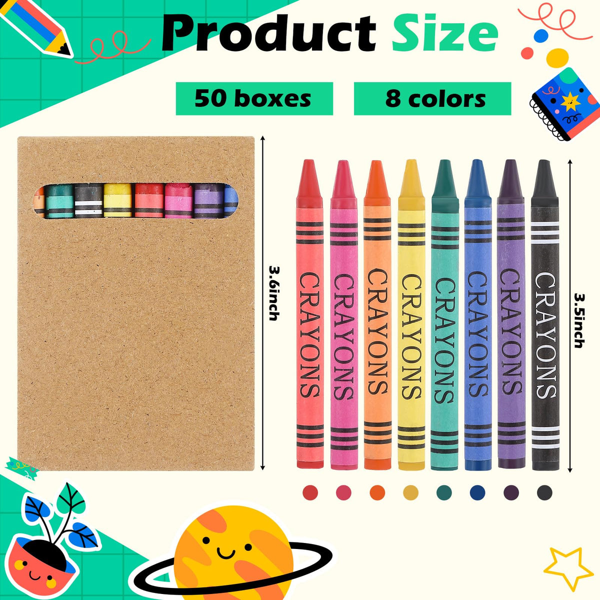 Trandraft 8-color crayons individual packs emphasize portability for on-the-go art.