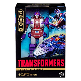Transformers Alpha Trion hovercraft mode with sleek vehicle silhouette for imaginative play