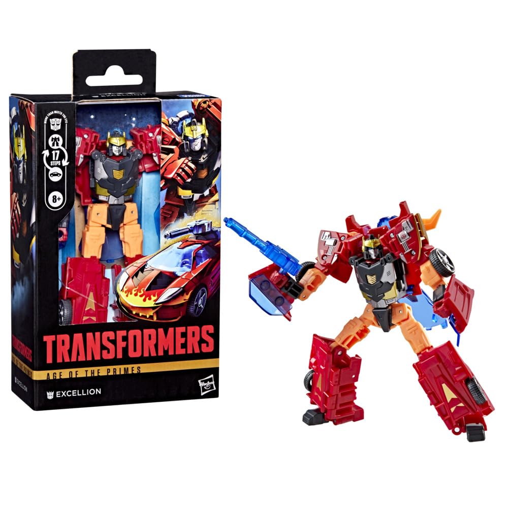 Transformers Age of the Primes Excellion front view showing detailed collectible design for display.