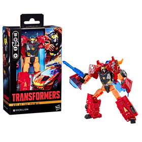 Transformers Age of the Primes Excellion front view showing detailed collectible design for display.