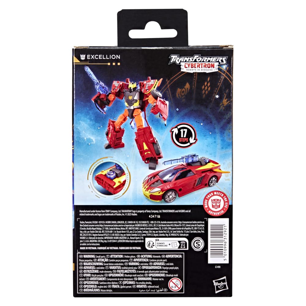Transformers Excellion robot-to-car transformation captures action-ready pose and play value.