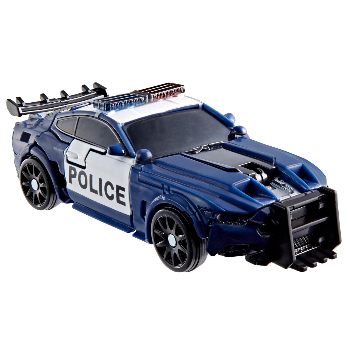 Transformers Barricade Studio Series car mode with authentic police livery for play.