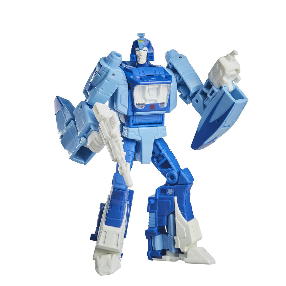 Transformers Blurr figure in robot and hovercar modes for dynamic display.