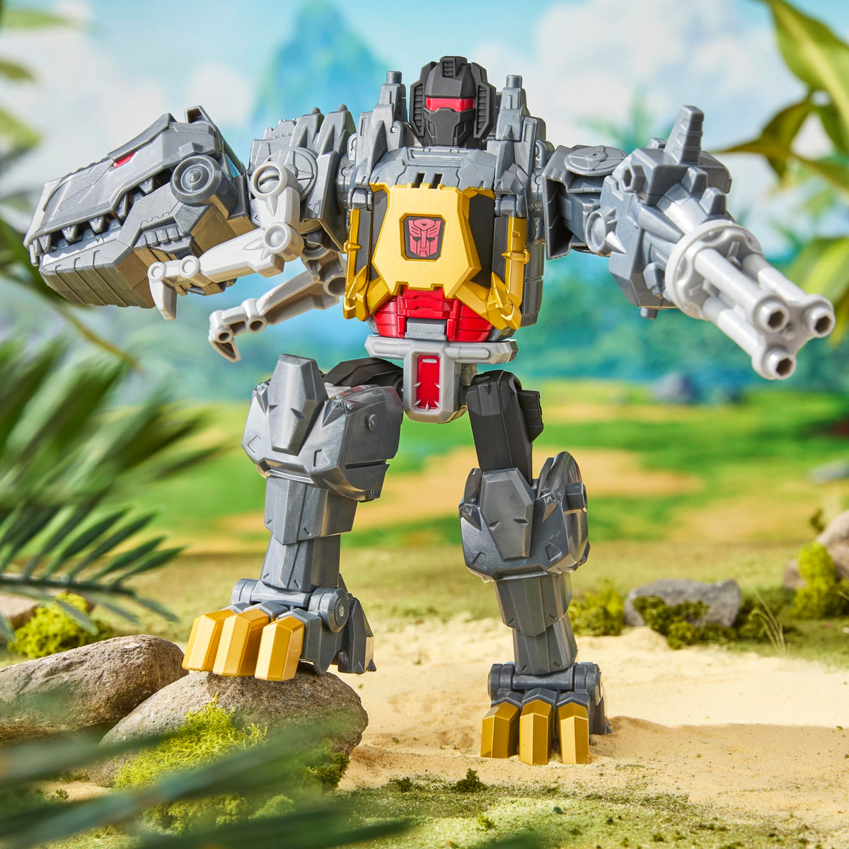 Grimlock in an epic CYBERWORLD battle scene.