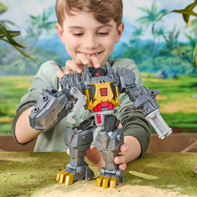 Dino mode with Grimlock mech suit connection for figures.