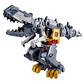 Transformers Cyberworld Grimlock robot mode with spinning blaster arm.