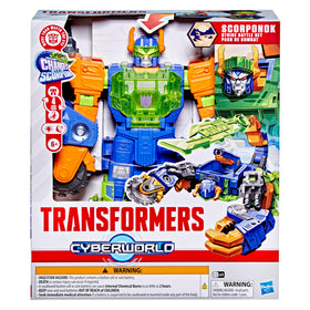 Transformers CYBERWORLD Scorponok converts from robot to giant scorpion for dynamic play.