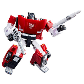 Transformers Devastation Sideswipe robot mode with game-inspired details for display.