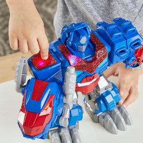 Optimus Prime robot mode display in Dinobot Adventures highlights quick 1 step conversion