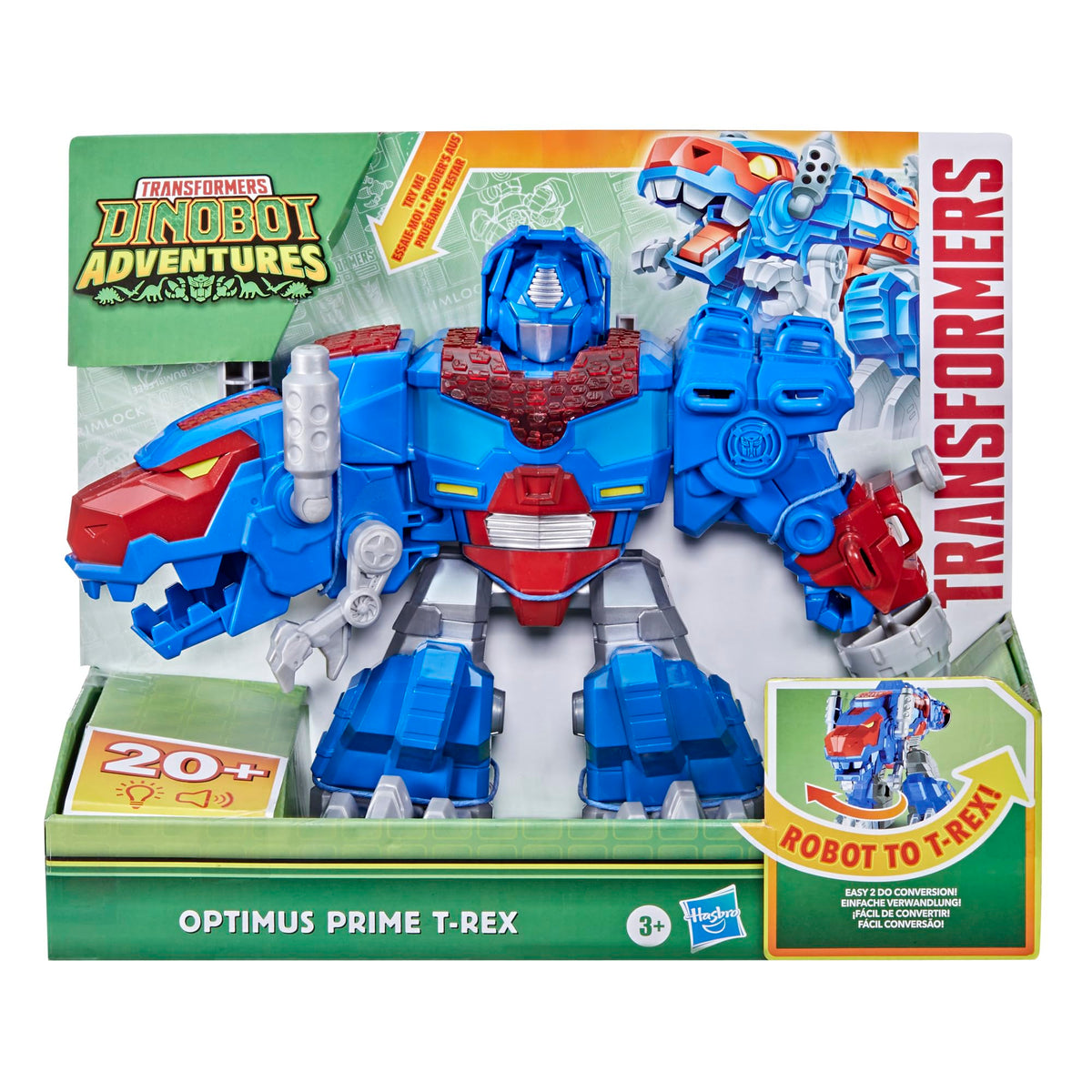 Dinobot Adventures Optimus Prime T Rex with lights and chomping action sparks imagination