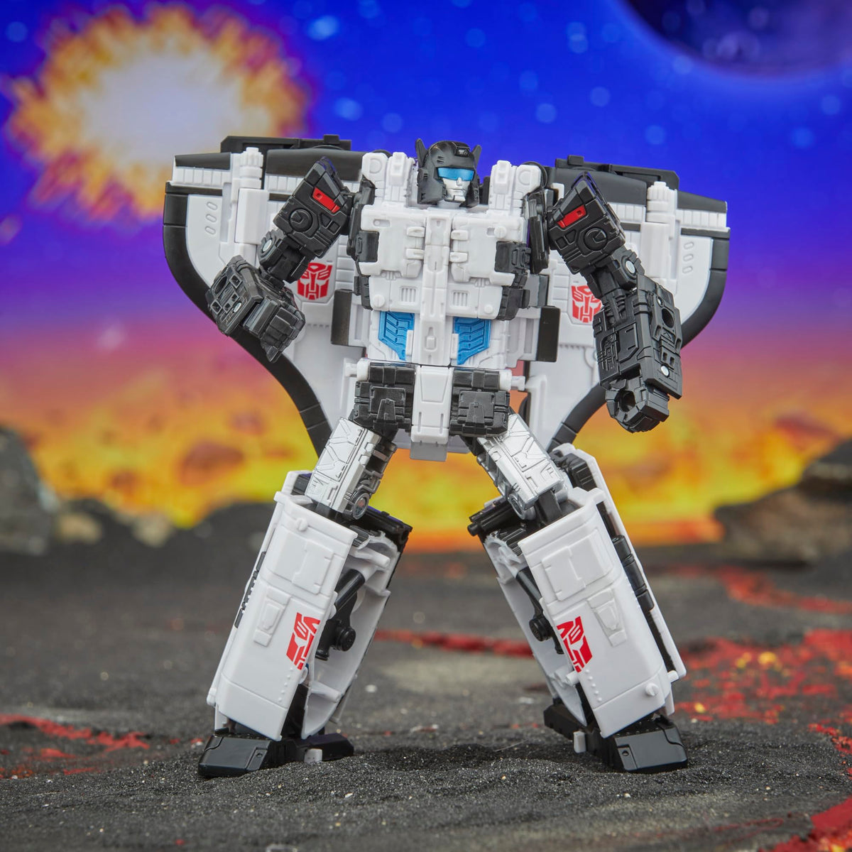 Shuttle transforms to train mode showing engineering detail and play potential.
