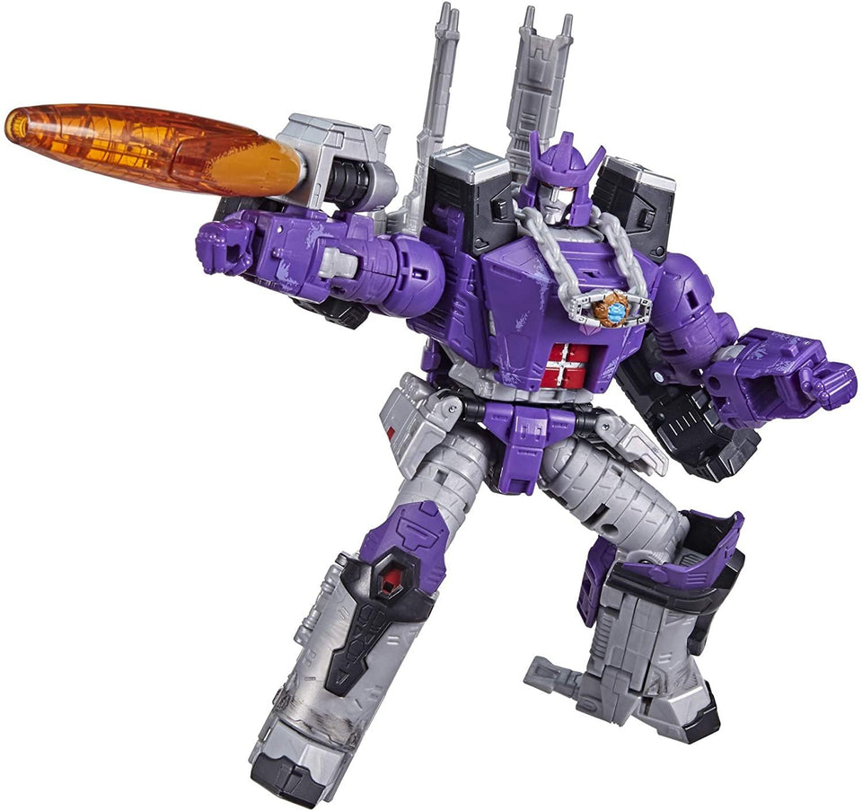 Transformers Galvatron robot mode with detailed deco for display and play.