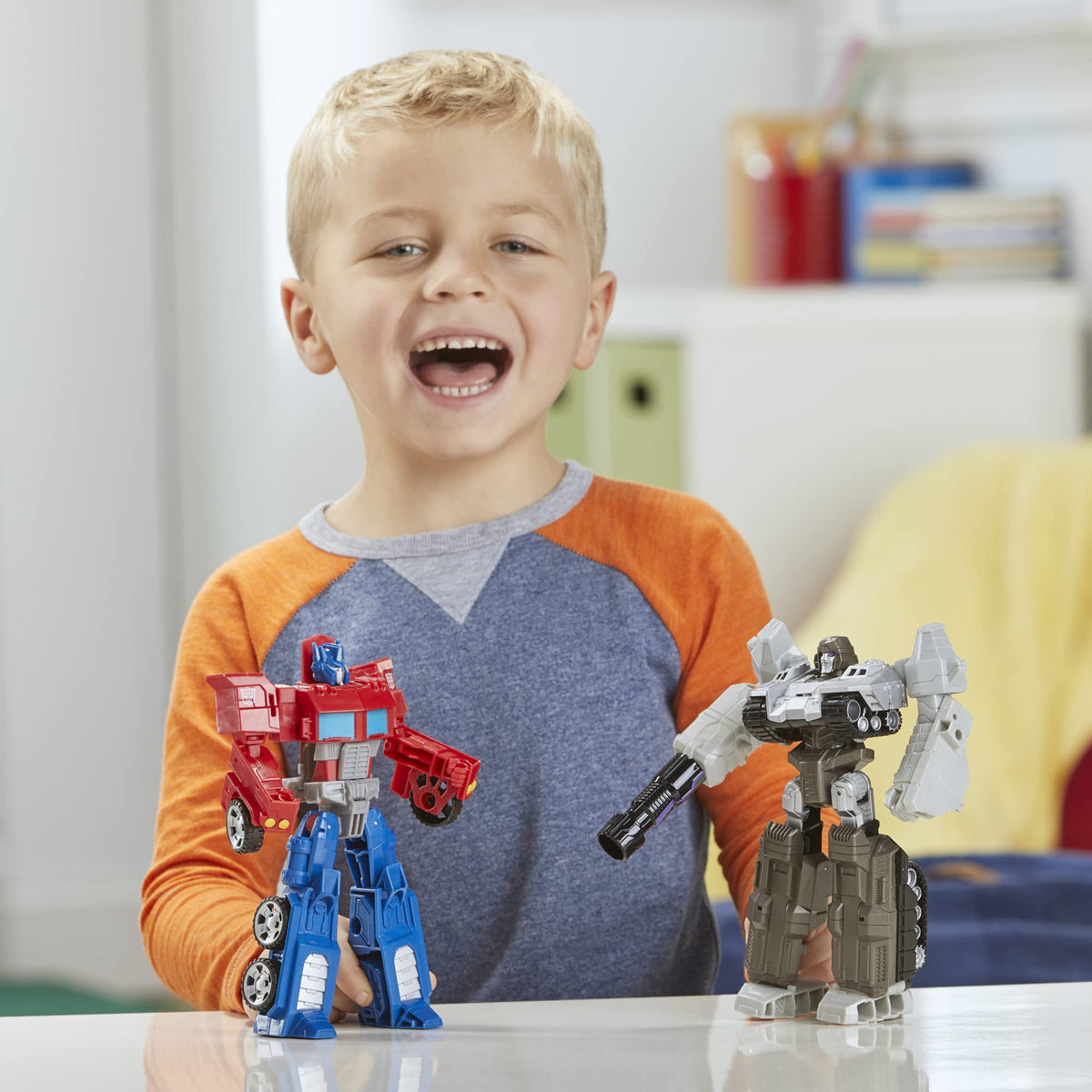 Collectible Transformers Heroes and Villains 2-Pack on a shelf.