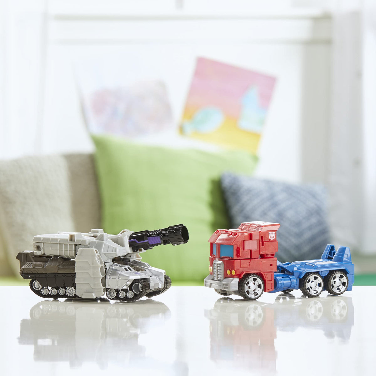 Megatron transitioning from robot to tank mode in eight steps.