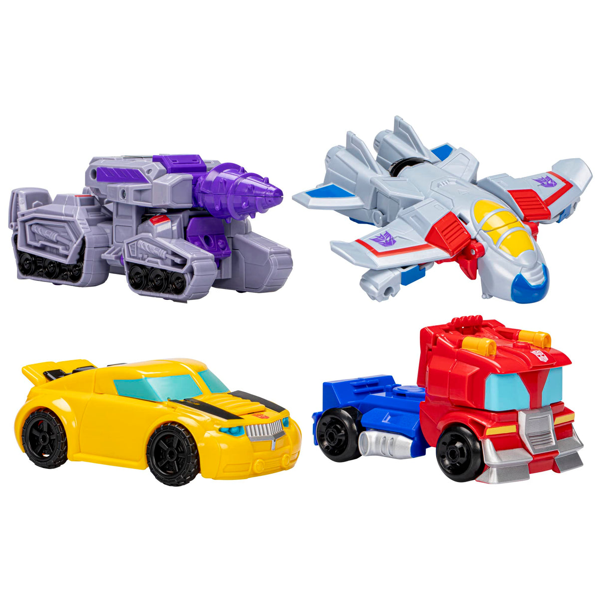 Transformers Heroes vs Villains 4-Pack Bumblebee robot toy with easy 1-step conversion to sports car.