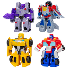 Transformers Heroes vs Villains 4-Pack Optimus Prime robot toy for imaginative play and vehicle conversion.