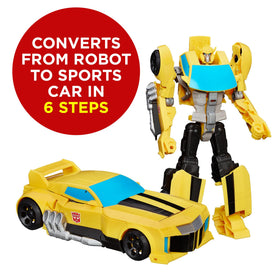 Transformers Heroic Bumblebee robot-to-car conversion shown in action for kids.