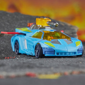 Transformers Hot Shot articulated pose enables dynamic action.