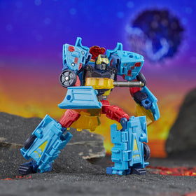 Transformers Hot Shot blaster accessory for battle-ready display.