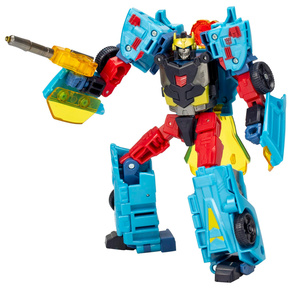 Transformers Hot Shot robot-mode with poseable joints for dynamic display.
