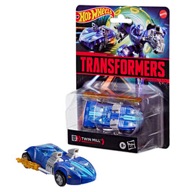 Transformers Hot Wheels Twin Mill car mode shows sleek racing design.