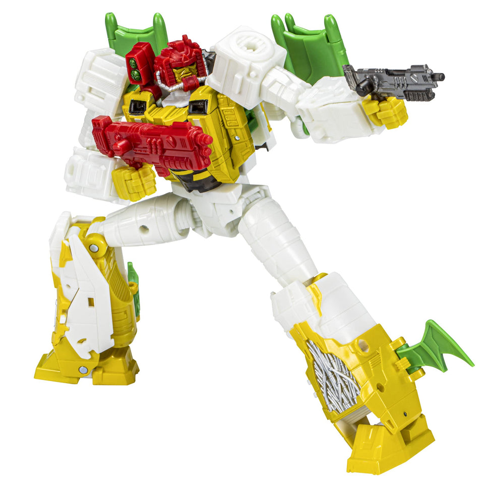 Transformers Jhiaxus robot figure showcases detailed deco for display and imaginative play.