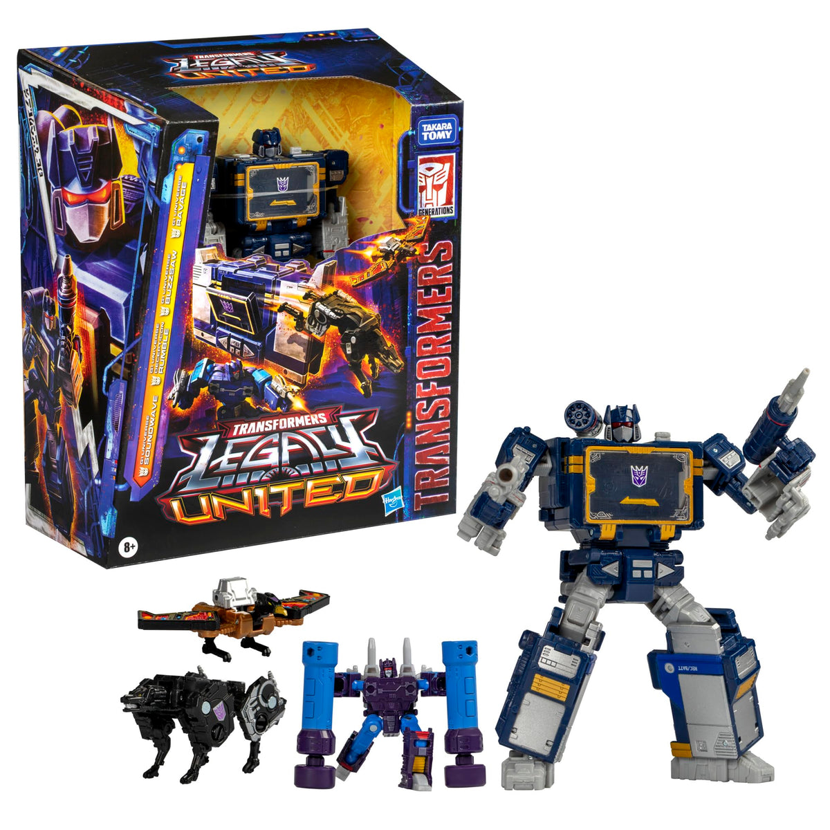 Buzzsaw cassette from Transformers Legacy included for authentic cassette play