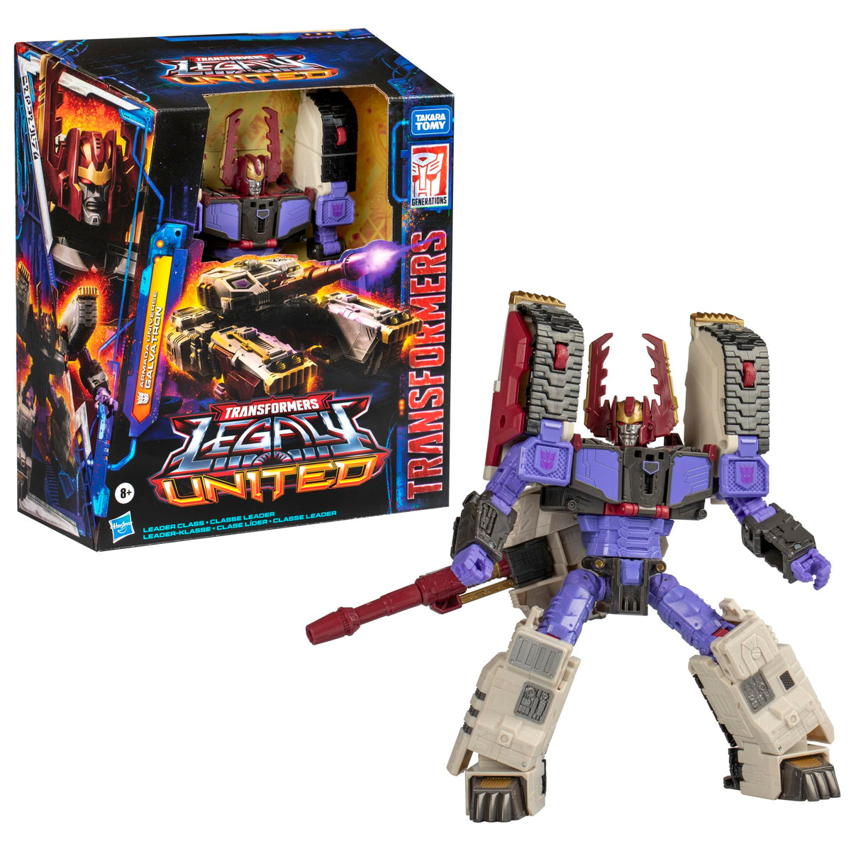 Galvatron figure in robot mode highlighting Evo-Fusion feature