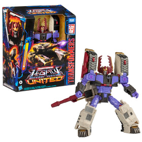Galvatron figure in robot mode highlighting Evo-Fusion feature