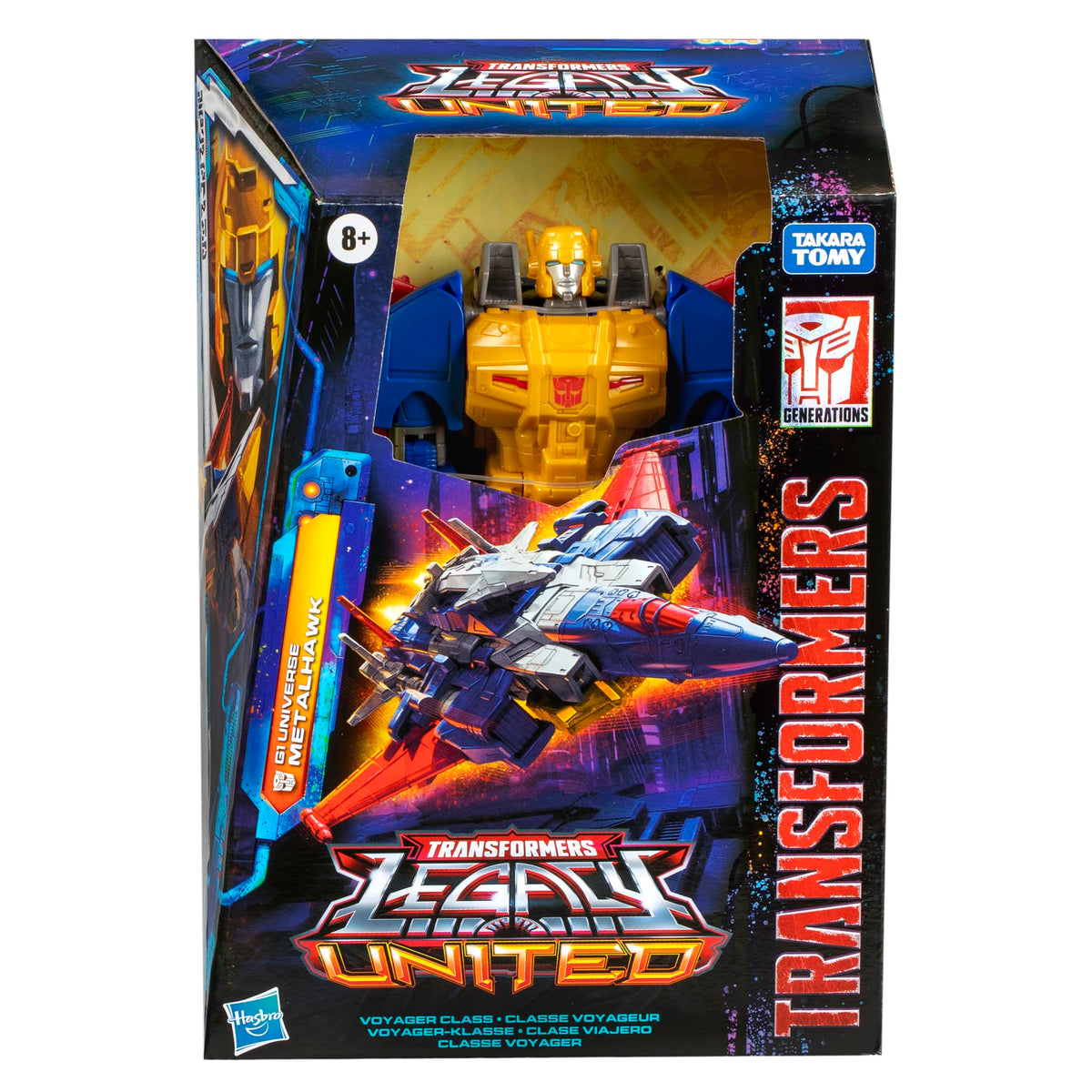 Transformers Legacy Metalhawk with blasters attached in jet mode for battle-ready play.