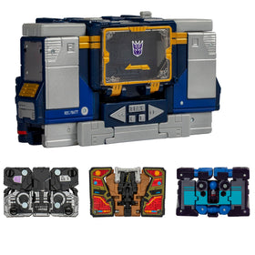 Transformers Legacy Soundwave in cassette mode highlighting conversion feature
