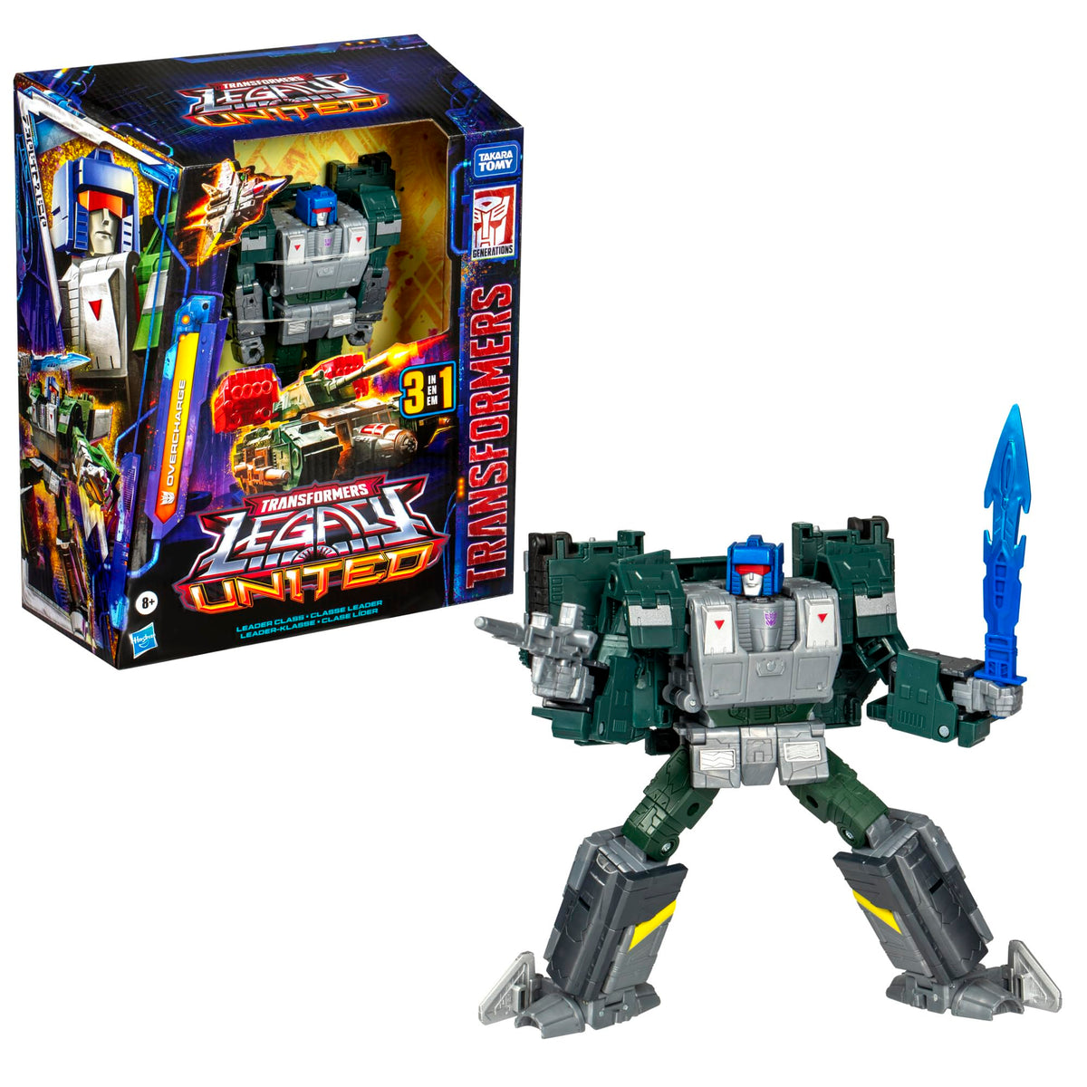 Transformers Legacy United Overcharge alt head accessory enhances display.