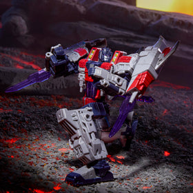 Transformers Legacy United Starscream jet wings with Vertex blades for dynamic flight stunts.