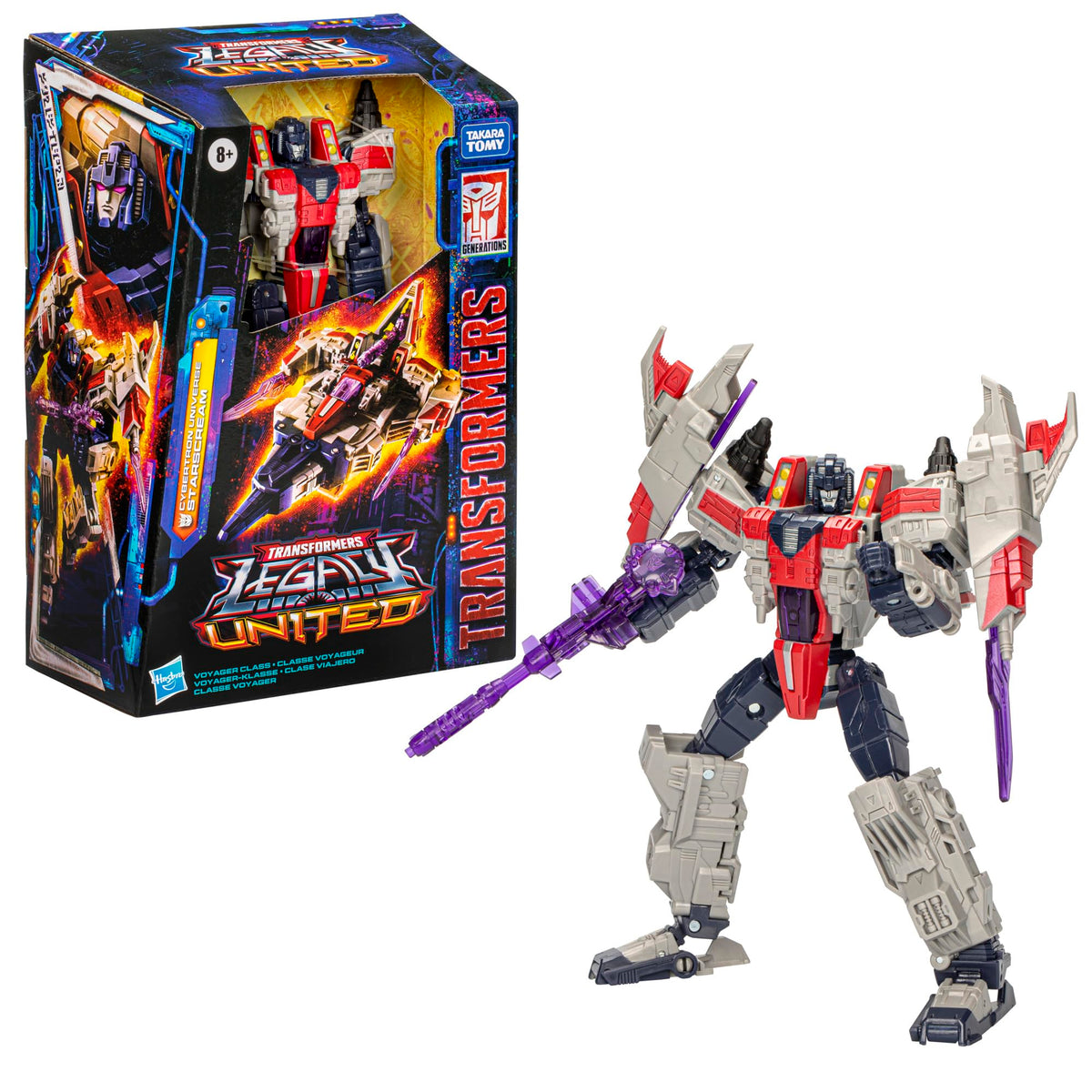 Transformers Legacy United Starscream packaging showcases collectible design.