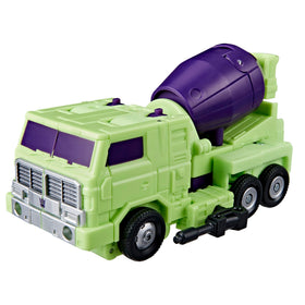 Transformers Mixmaster cement mixer mode highlights the drum and action-ready design.