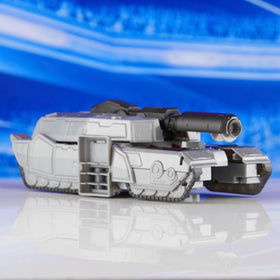 Fusion cannon accessory attached to Megatron in robot mode