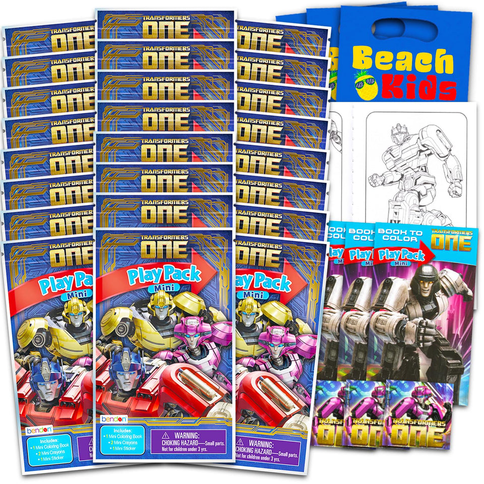 Transformers One mini play pack with coloring pages for creative party activities
