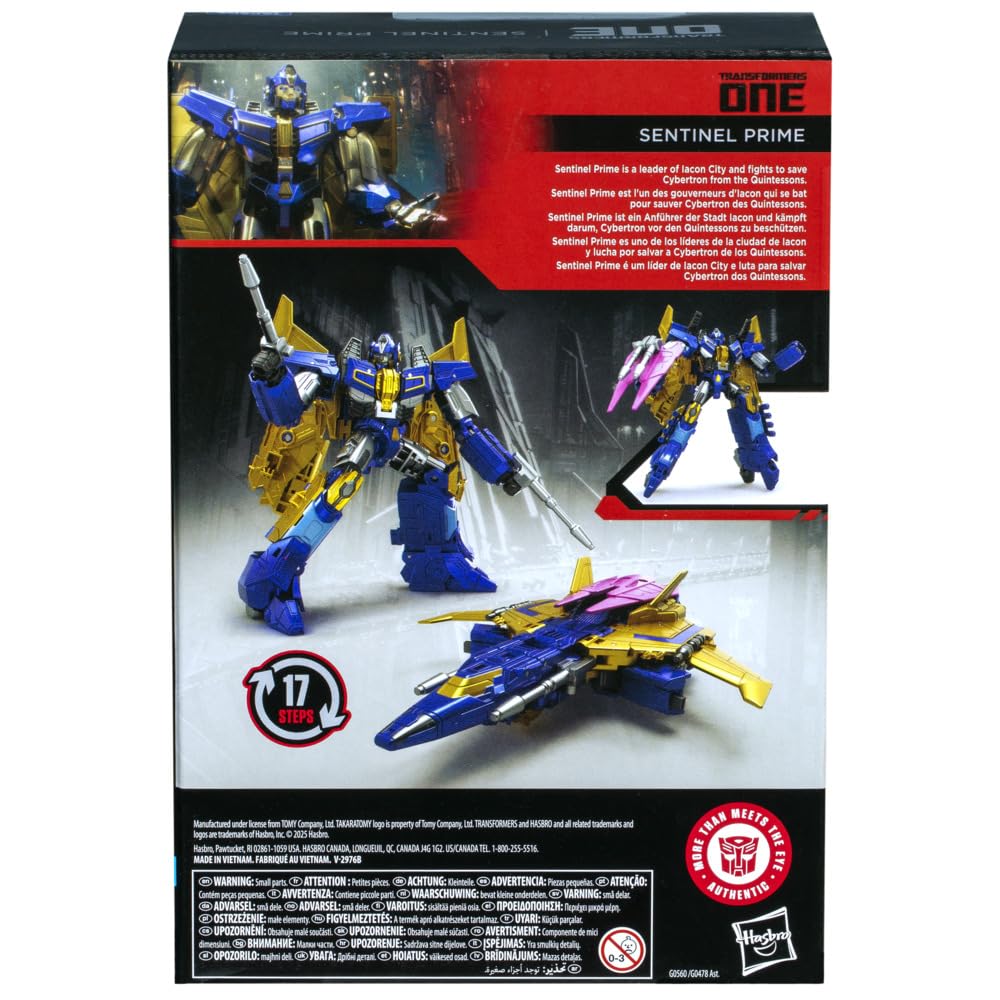 Transformers Sentinel Prime jet mode shows dynamic battle-ready pose for display.