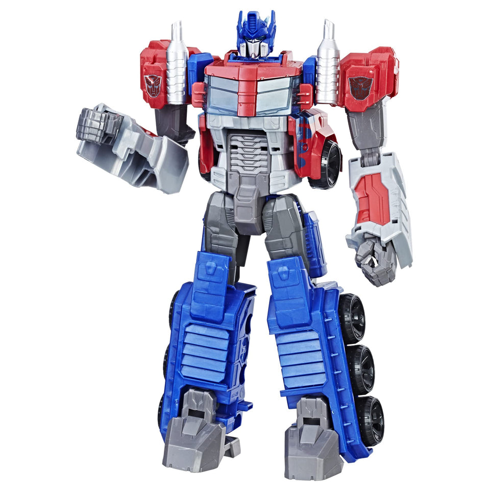 Transformers Optimus Prime robot pose, durable 11-inch figure for imaginative play.
